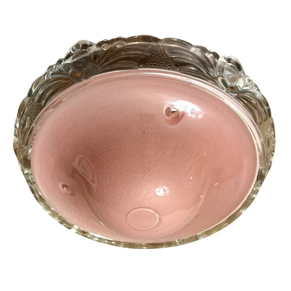 Antique Art Deco Pink Glass Ceiling Light Shade Globe 3 Hole Fixture 10